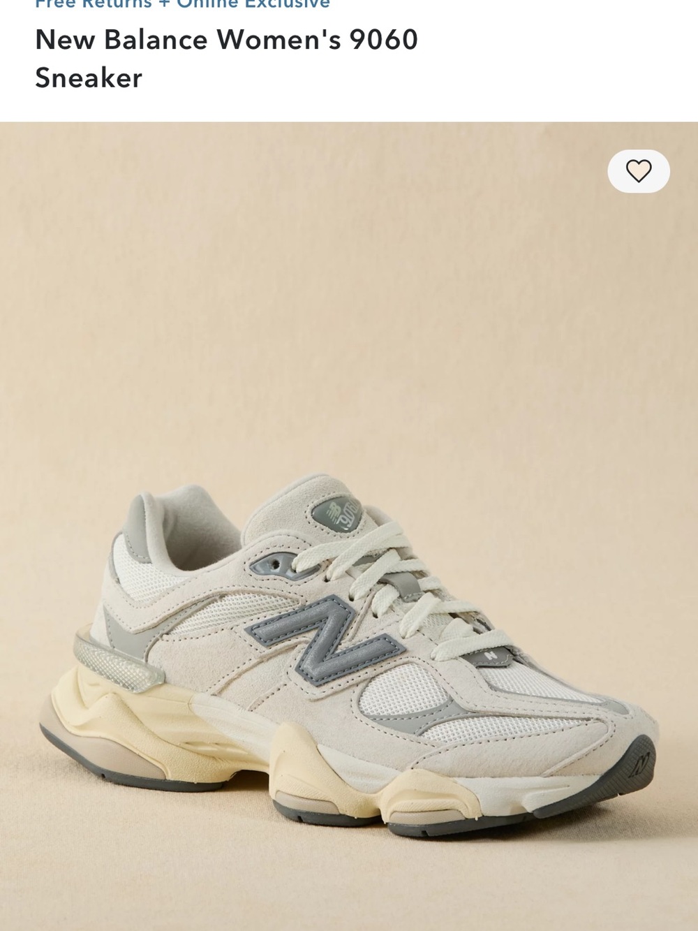 New Balance Women's 9060 Sneaker in Off-White and Gray 9 W 7.5 M